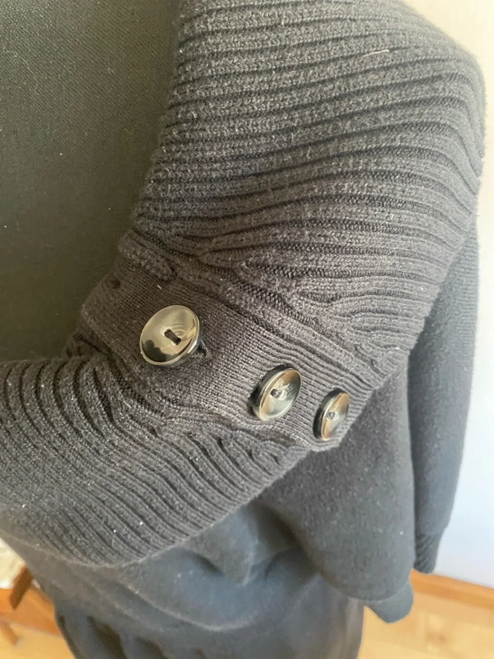 Denver Hayes Black Cowl Neck Sweater Dress with Button Accent - Picture 4 of 5